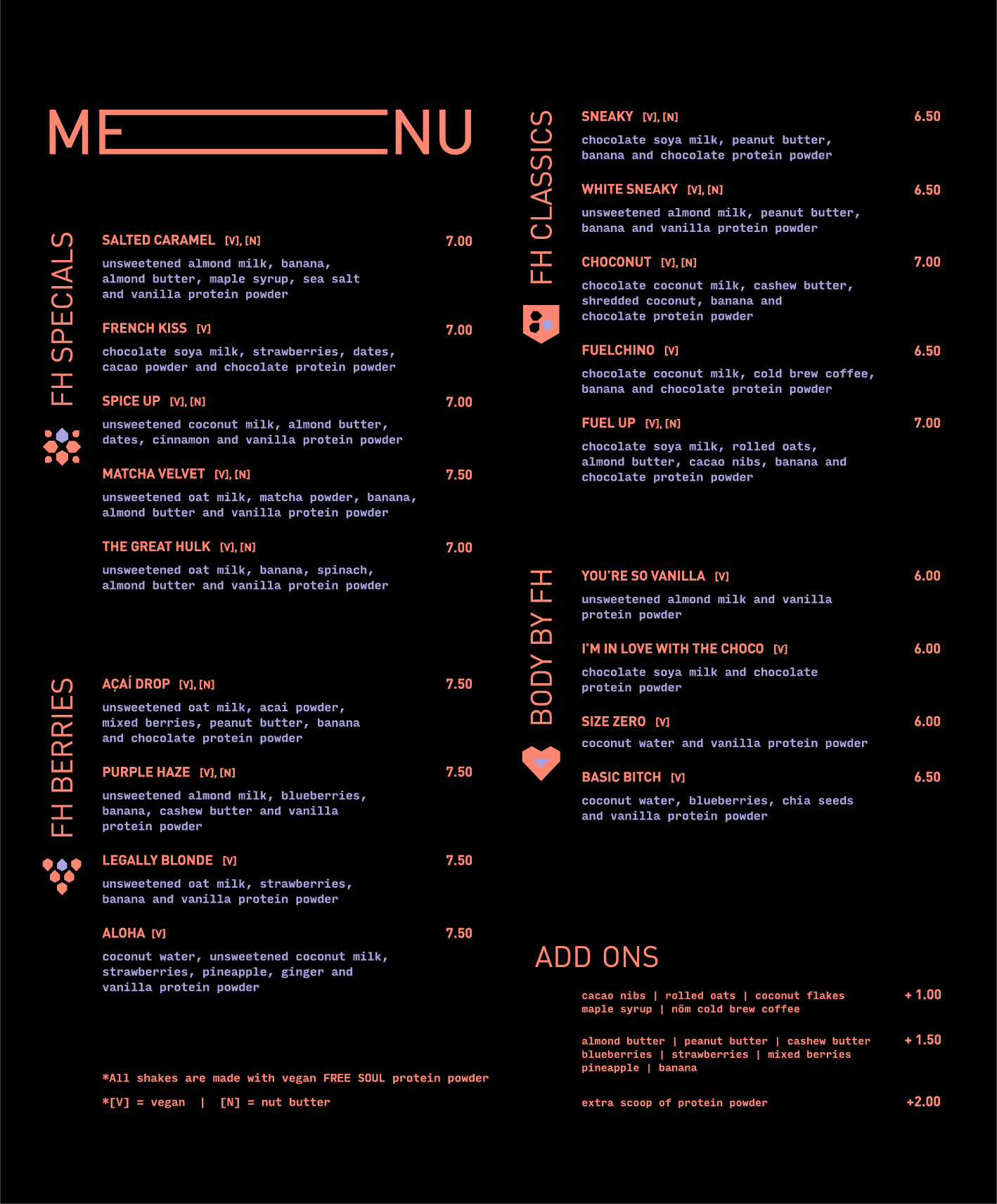 Fuelhouse table menu