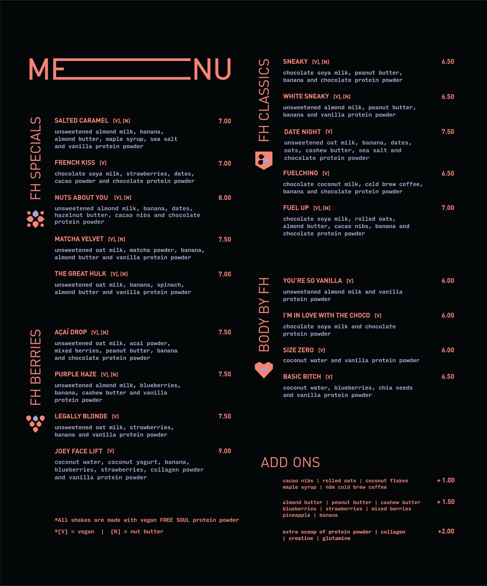Fuelhouse table menu